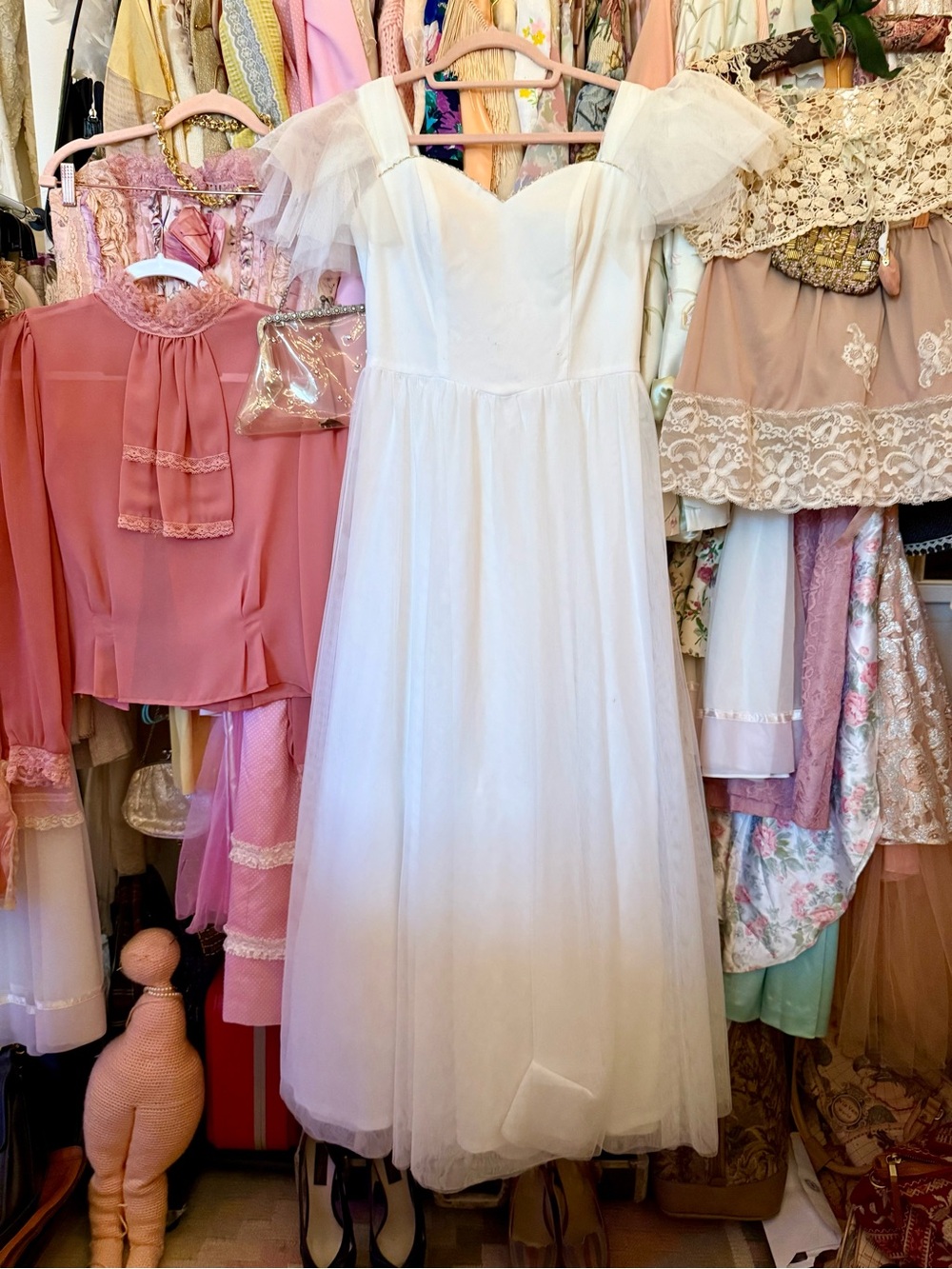 Vintage Blondie Nites Prom / Bridal White Tulle Gown 7